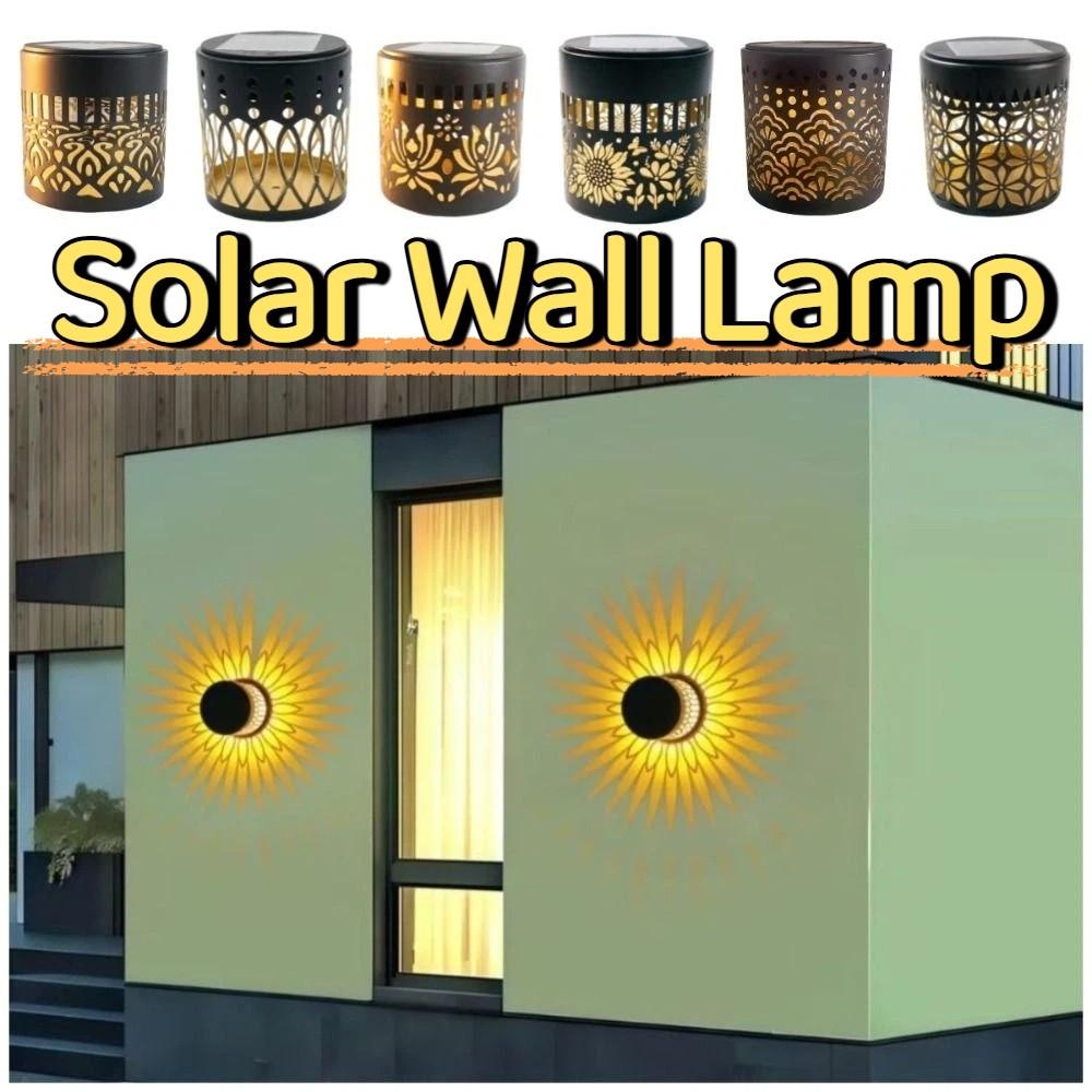 Hollow Solar Wall Lamp Flower Design Creative Outdoor Garden Light Energy Saving Iron Solar Projection Lamp Courtyard Decoration