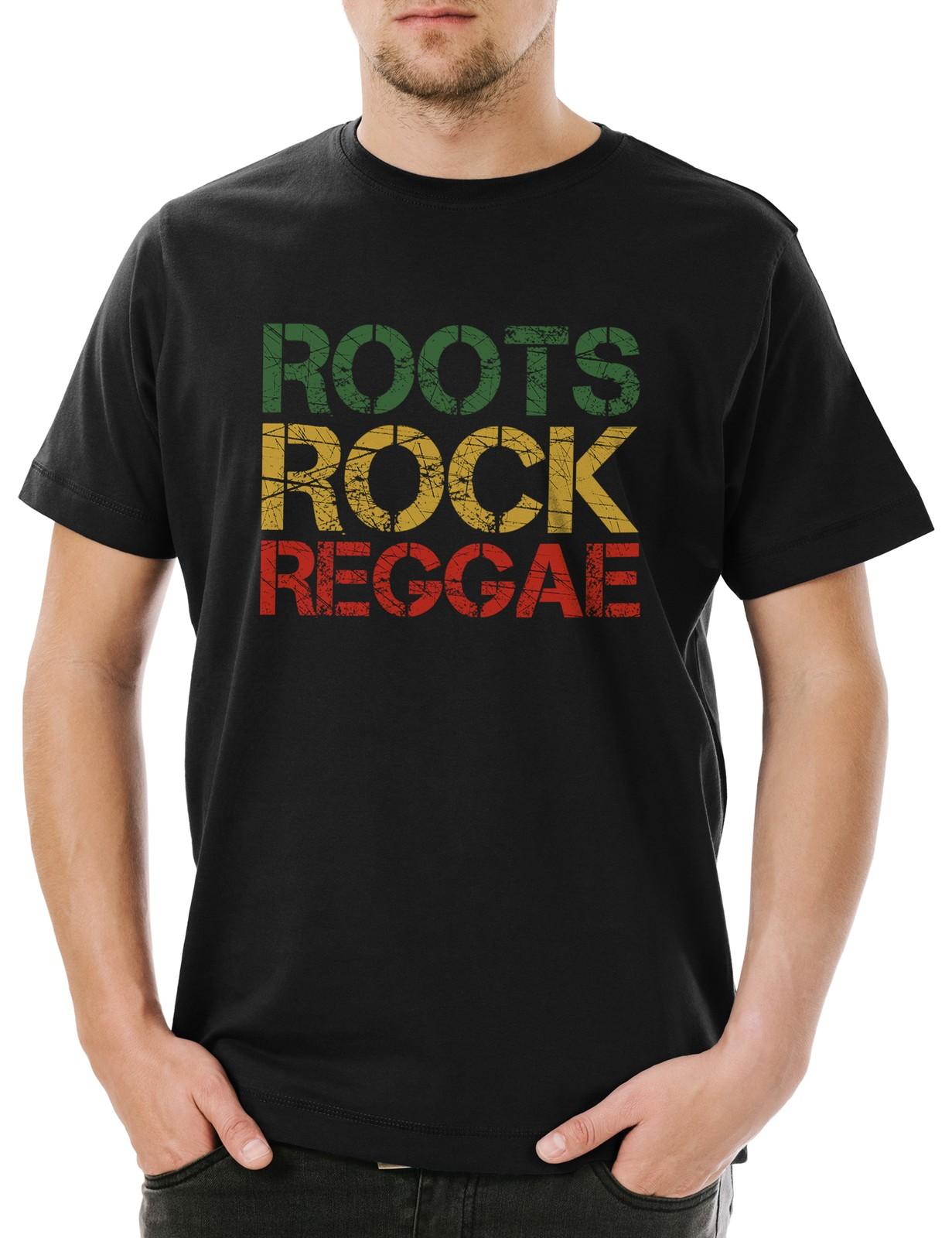 

Roots Rock Reggae Herren T-Shirt Mens Womens Tees Top Rasta Rastafari Jah Irie Zion Reggae Babylon M