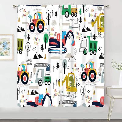Truck Tract Cartoon Curtain Shading Finished Custom Living Room Dining Room Bedroom Home Decor Hooks