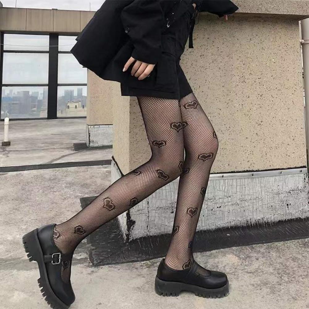 Gothic Fishnet Stockings Black Tights Women Sexy Nylon Sheer Pantyhose Women Hot Girl Black White Sexy Thin Ins Tide Lace Tights One Size