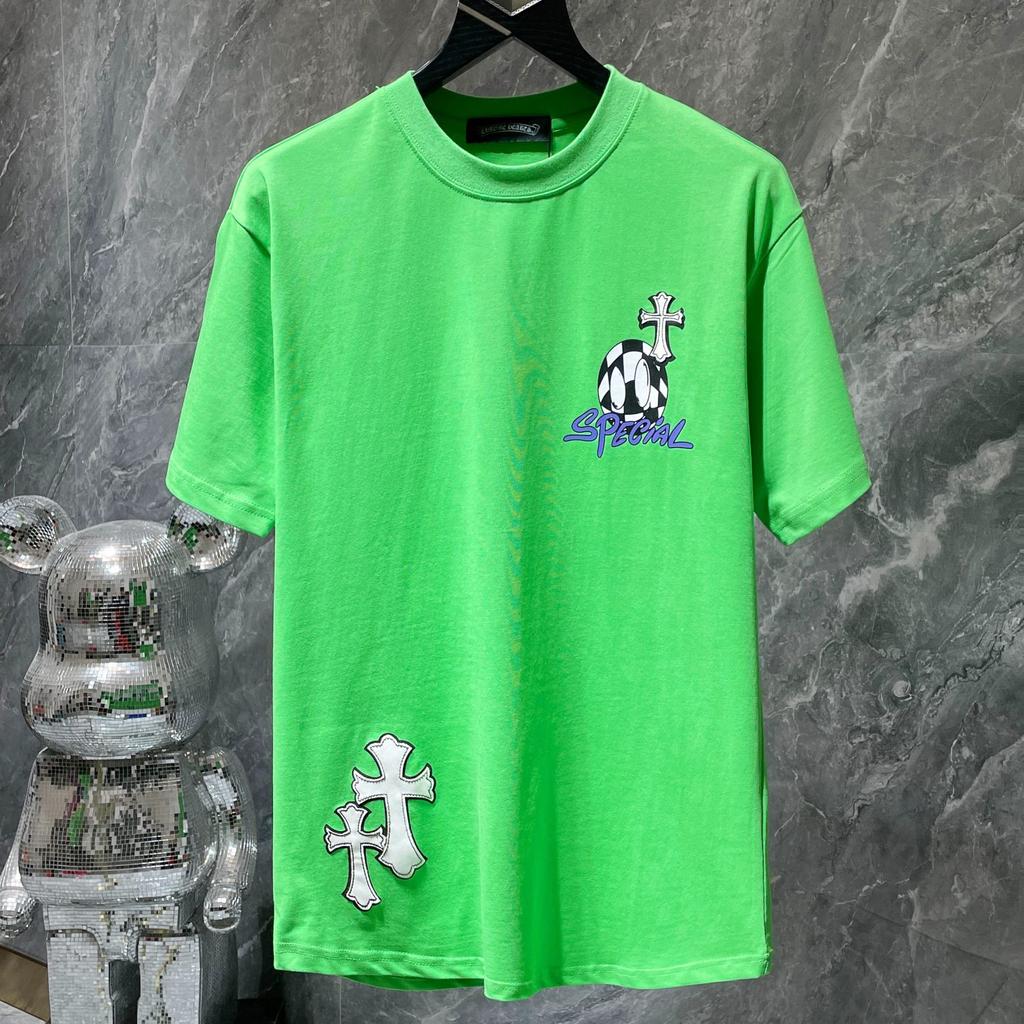 8553 CHROME HEARTS 2025 Summer New High Quality Cotton Round Neck Loose Large Size Men's and Women's T-shirt Couple T-shirt