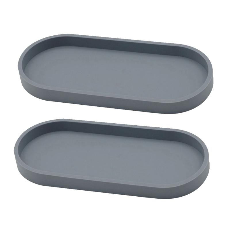 Modern Elliptical Vanity Tray Cosmetic Organizers Silicone Holder For Bathroom Accessories And Small Items