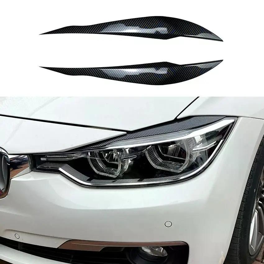 2pcs Car Headlight Eye Lid Covers ABS Carbon Headlight Lamp Eyebrows Trim Stickers for BMW 3 Series F30 F31 318i 320i 2012-2018