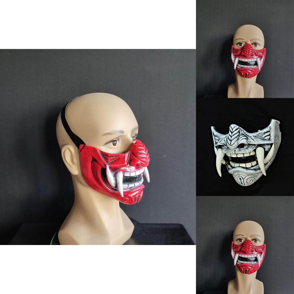 Natural Latex Hannya Half Face Mask Perfect For Halloween And Cosplay