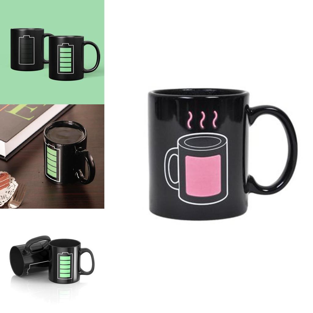 Farbwechselnde Keramiktasse mit Glühbirnen-, Tetris- und Batteriemuster zum Verschenken und für Werbezwecke