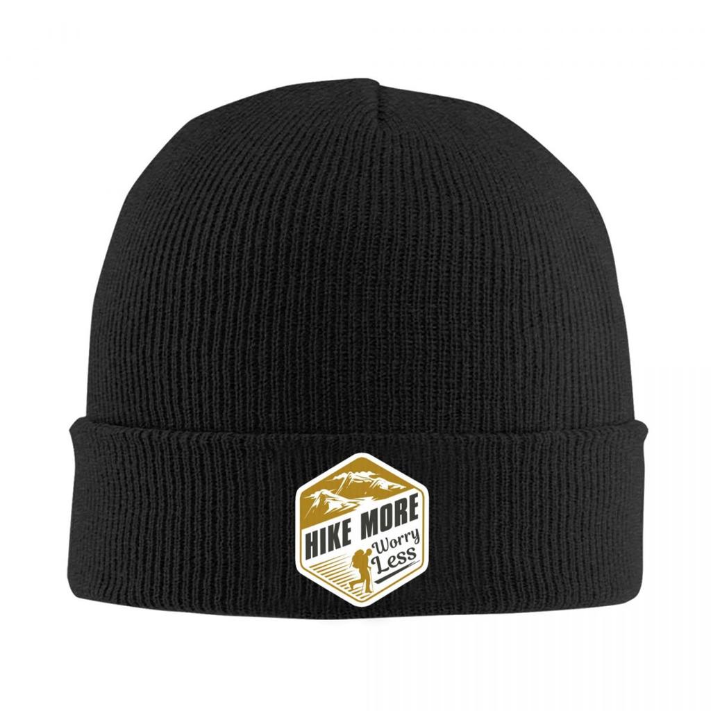 Hiker Hike More Worry Less Warm Knitted Cap Fashion Bonnet Hat Autumn Winter Outdoor Beanies Hats for Men Women Adult