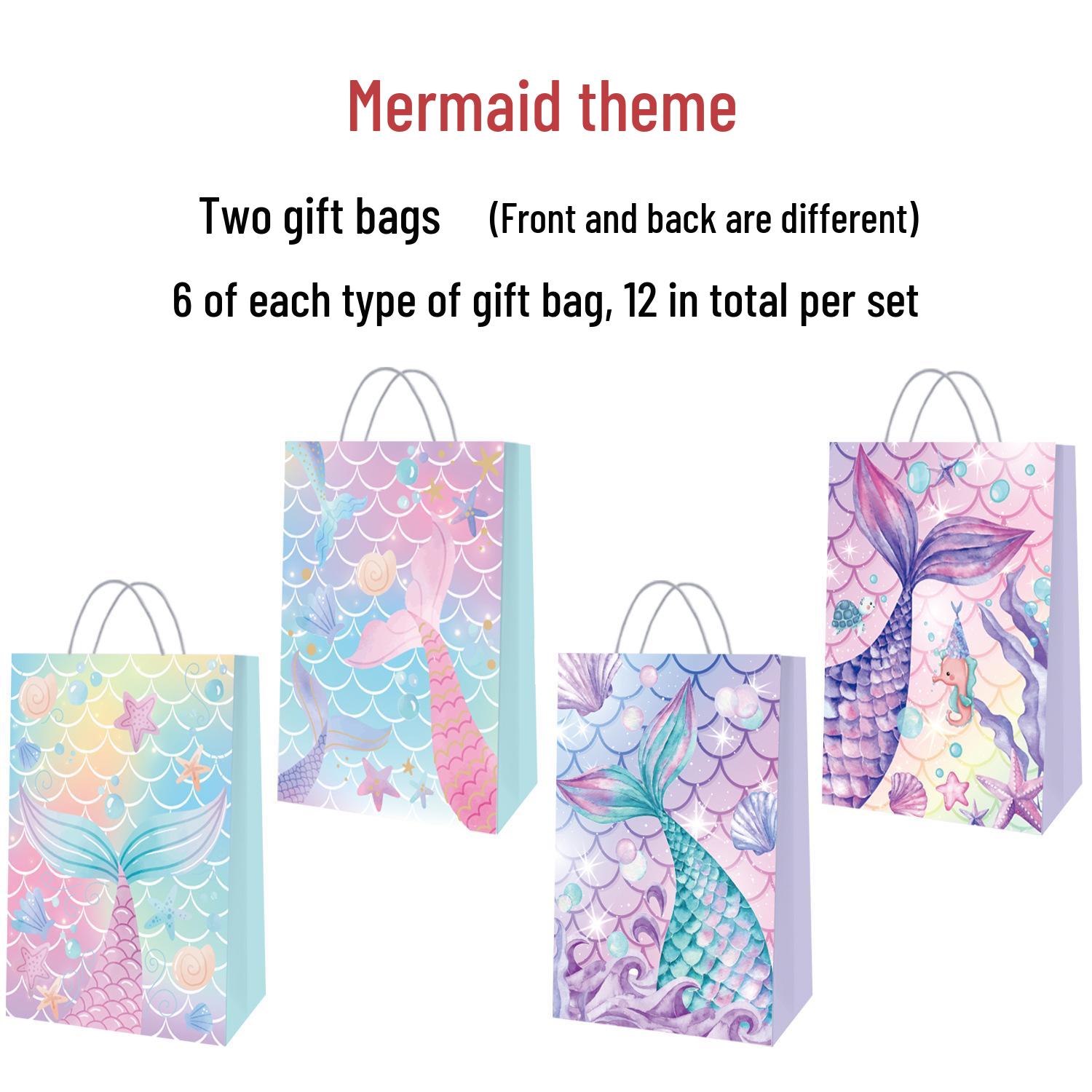 In Stock Mermaid Theme Birthday Party Kraft Paper Gift Bags