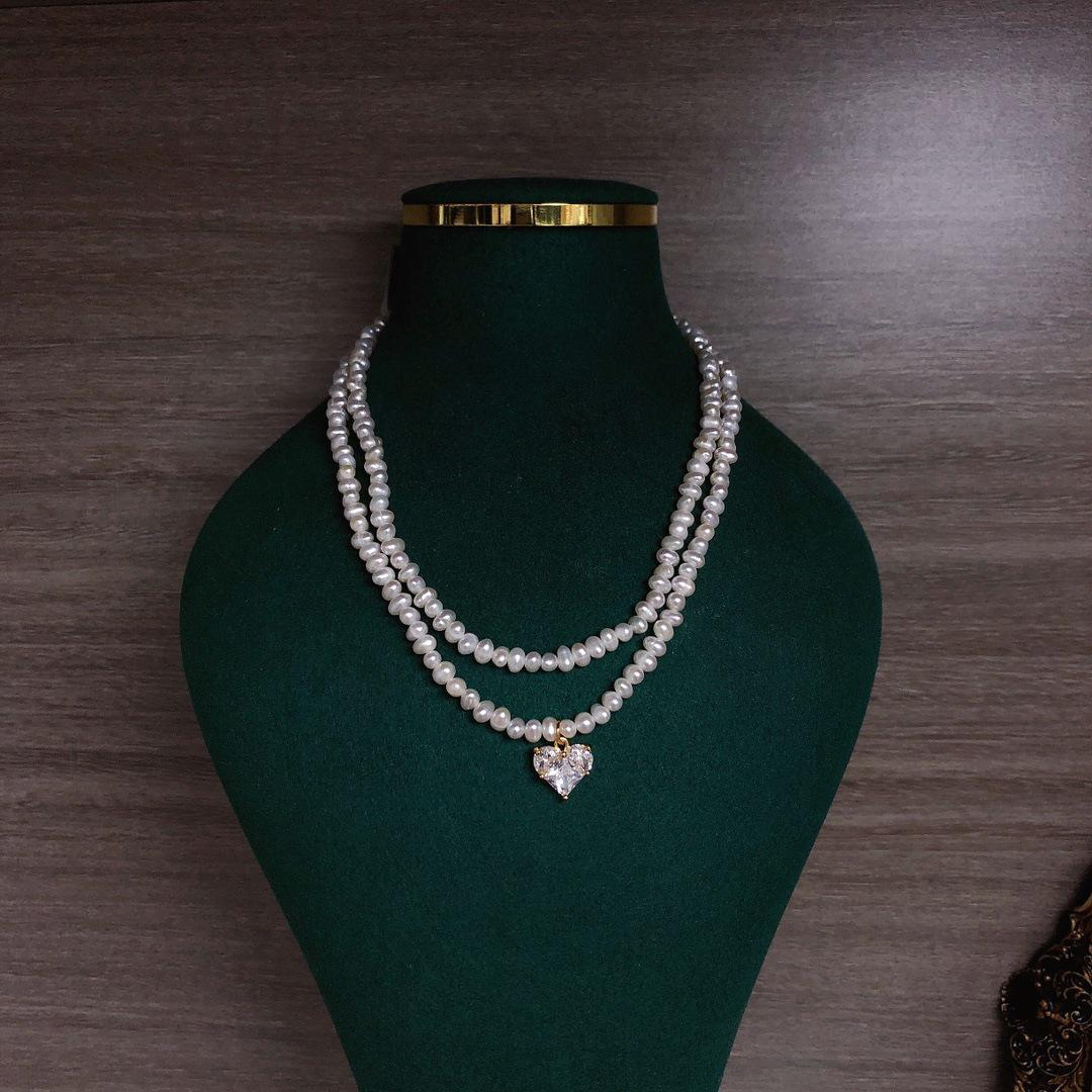 Double Layer Korean Freshwater Pearl Necklace (3-4mm) 3-4mm