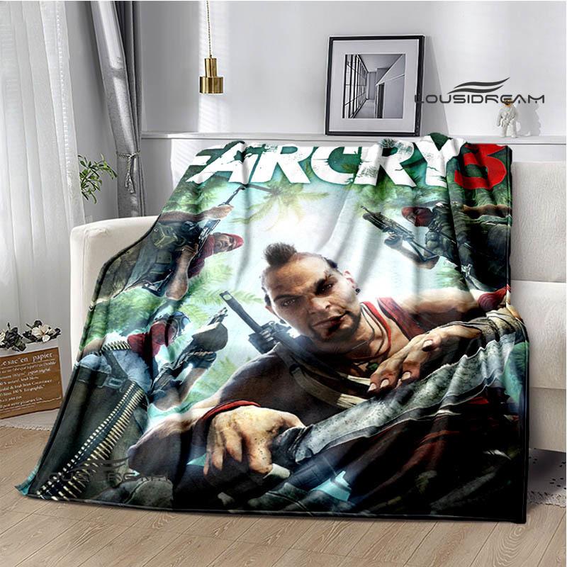 3D Spel Farcry Cartoon bedden met print Flens Warme deken zachte en comfortabele deken picknickdekens verjaardagscadeau