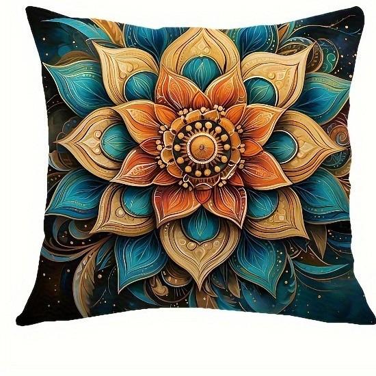 Colorful Mandala Patterned Throw Pillow Covers Pattern Cushion Cover Suitable For Sofa Bedroom Car Pillow Cover