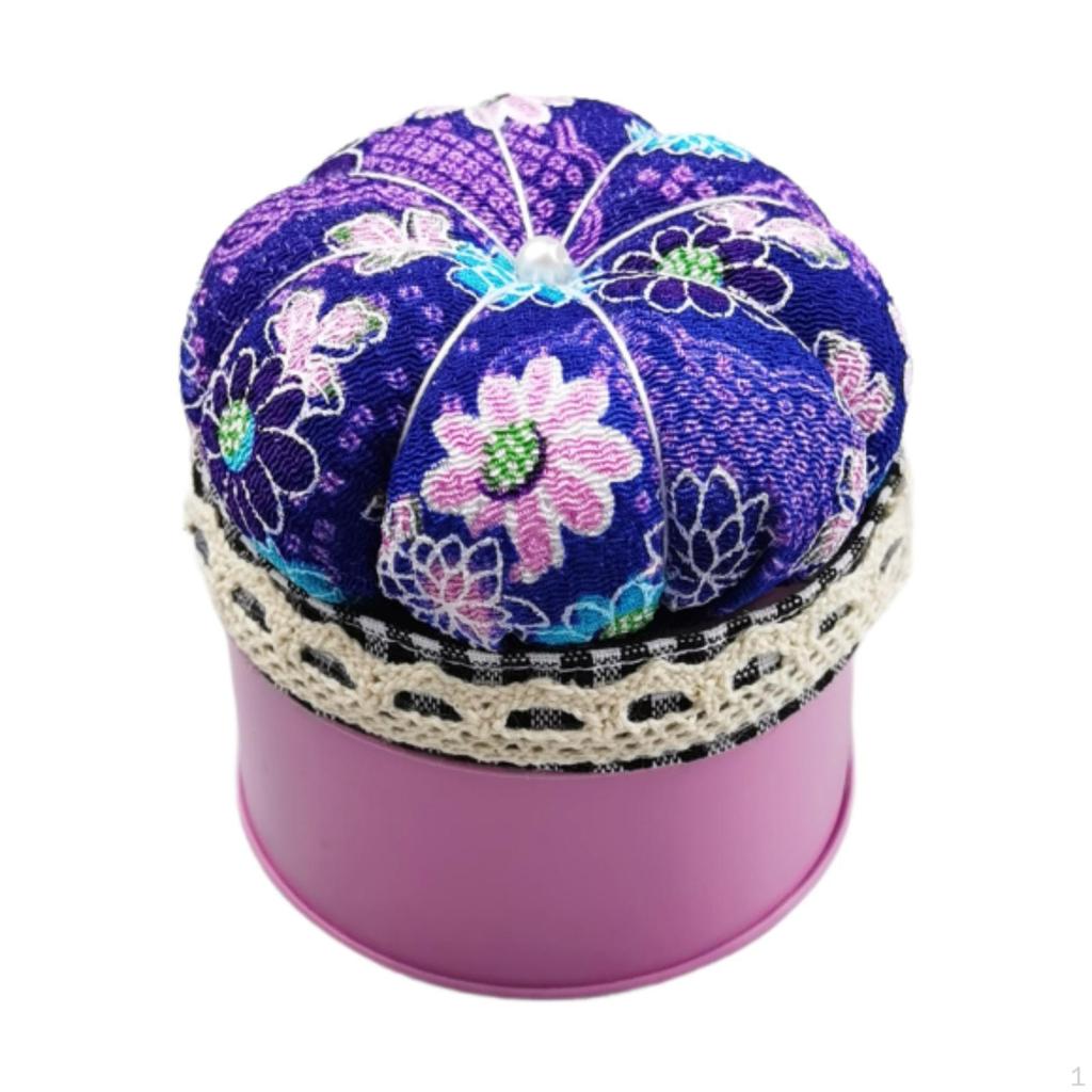 Needle Cushion Box Pin Cushions Head Holder Paper Clips Quilting Pumpkin Shaped