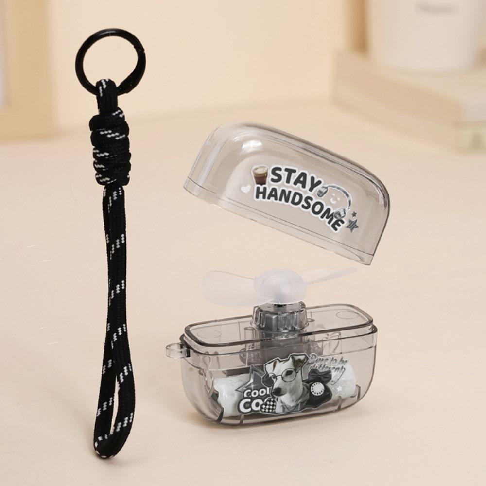 Cartoon Mini USB Fan with Lanyard Cooling Fan Cute Handheld Fan  for Student Dormitory