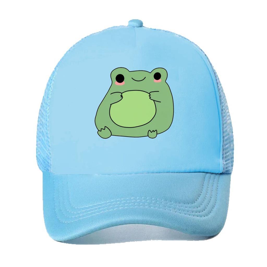 Cute Green Frog Cartoon Illustration Animal Character Mesh Baseball Cap For Womens Unisex FeUnisex Beach Dad Hat Hip Hop