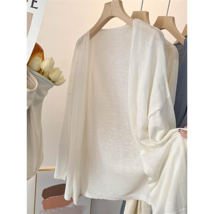 Women's Open Front Long Sleeve Cardigan Loose Fit Casual Knit Cover Up Sun Protection Outerwear