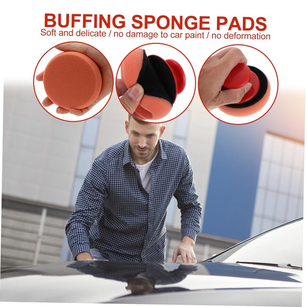 ledmomo 5pcs Polishing Tool Applicator Pad for Car Waxing Pad with Handle Sponge Pad Sponge Applicator Car Applicator