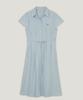 Teuwi D-Ring Open Collar Seersucker Pintuck Long Dress