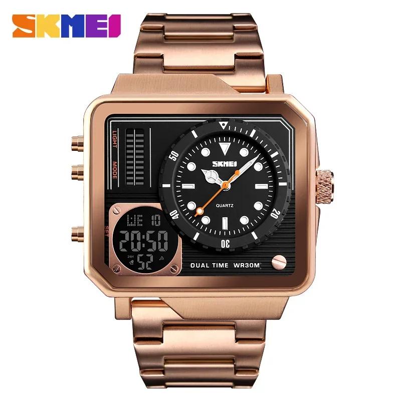 SKMEI 1392 Steel Strap Watches Day Date Display Personality Alarm Watchs Relogio Masculino Men Digital Electronic Watch