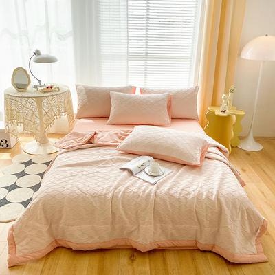 Conjunto de quatro peças de colcha de verão de algodão lavado, Seersucker, fibra de soja