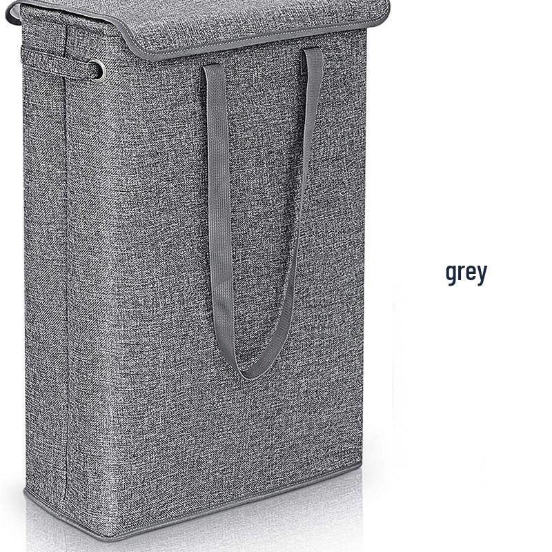 Double-Layer Narrow Strip Laundry Basket with Lid and Handle