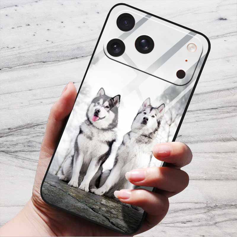 Cute Case For iPhone 17 Pro Plus Capa 17 Pro Max Bumper Luxury Tempered Glass Hard Back Cover iPhone17 Air Funda Animal Patterns