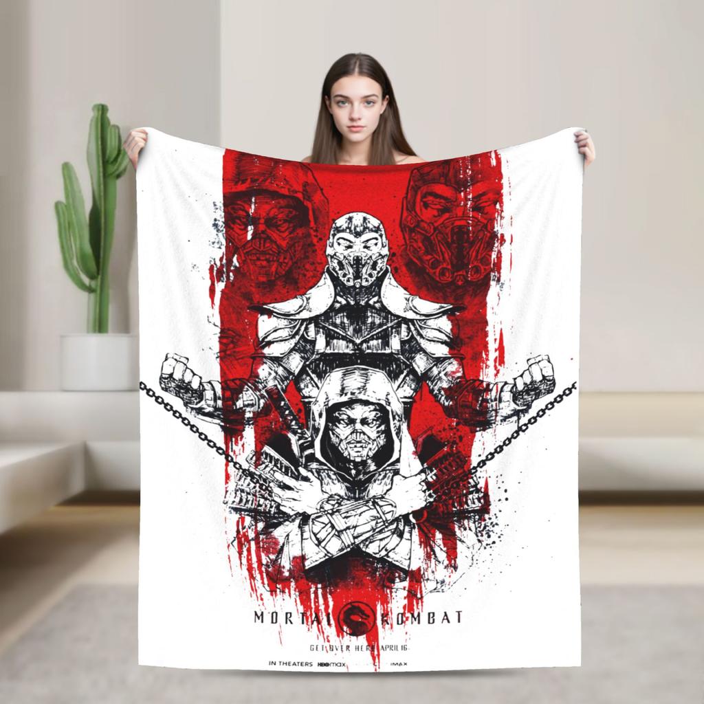 Scorpion VS Sub Zero Blanket Fleece Mortal Kombat MK11 Breathable Blankets for Sofa Outdoor Plush Thin Quilt