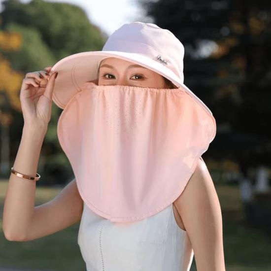 Ice silk sun protection hat, summer hat for women, new fisherman hat, outdoor cycling sun hat, sun hat M(56-58cm) розовый