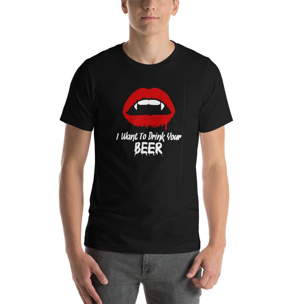 I Want To Drink Your Beer Halloween T-Shirt Unisex Cool Vampire Unisex TShirt XXL