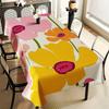 1pc Large Pink Yellow White Daisy Tablecloth - White with Pink & Yellow Floral Rectangular Polyester Table Cover, Machine- Easy-Clean Fabric for Weddi
