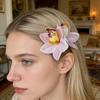 Hairpin Soft Fabric Flower Hairpin Realistic Orchid Design Lightweight Decorative Hair Clip Slip-resistant Hair Accessories