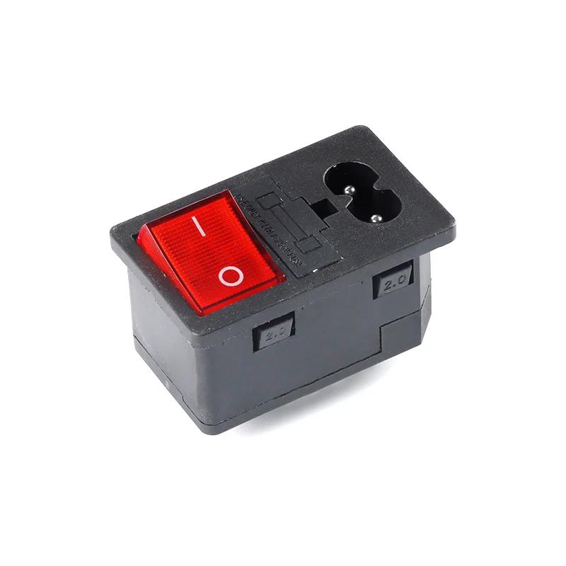 1PCS AC-01 AC-14-F16 Electrical Power Socket 250V Rocker Switch Brass 10A Inlet Plug Connector Computer Mount Outlet With Fuse