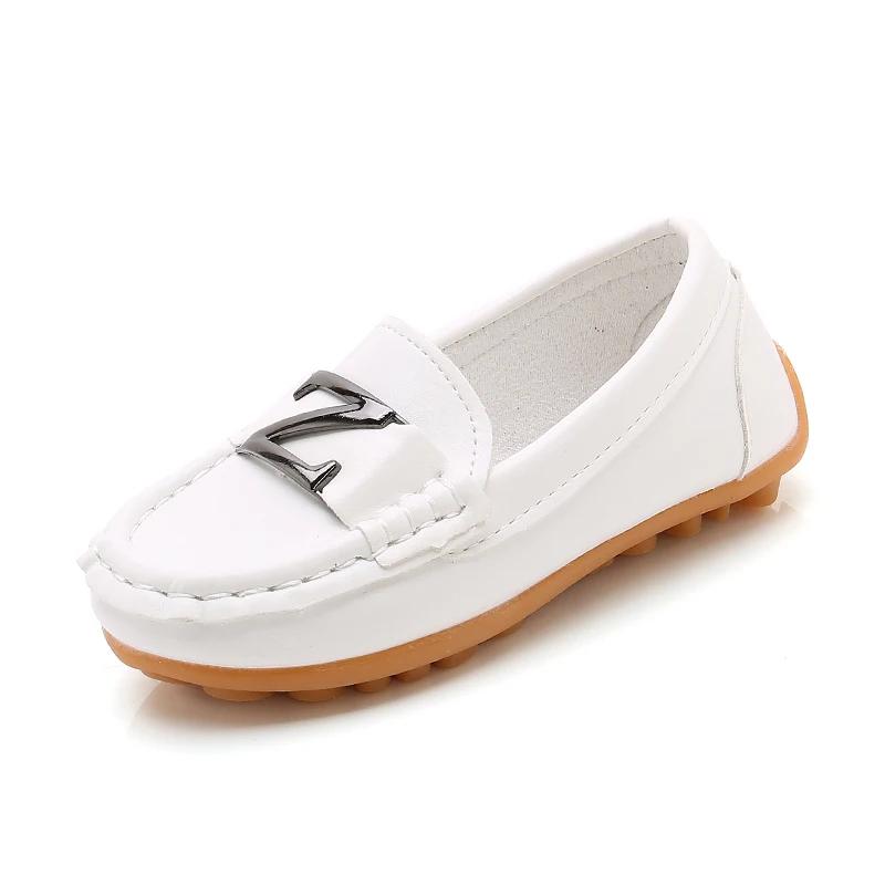 

Children Leather Shoes for Toddlers Big Boys Kids Loafers Flats for Wedding Party Performance Black White Candy Color 21-36 Soft 25 белый