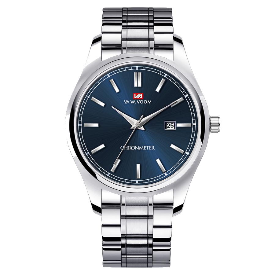 Business Men's Watch Fashion Trend Blue Stainless Steel Waterproof Date Display Quartz Movement Boutique Men Casual Watch Reloj