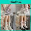 French Rose Lace Midcalf Socks With Cotton Material For Girls And Teens