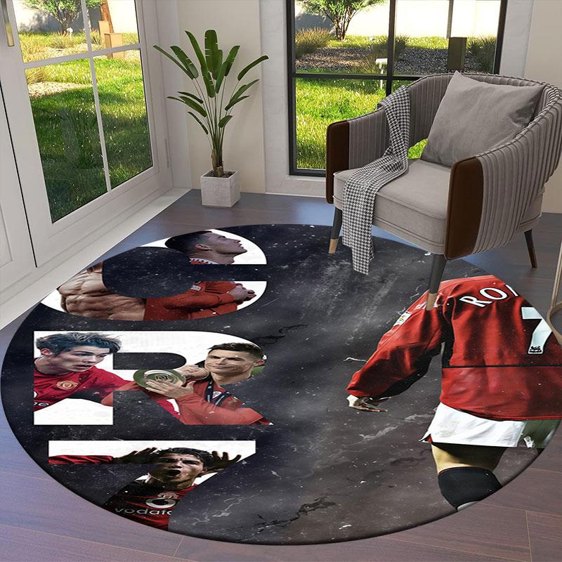 CR7 Round Area Rug,Carpet Rug for Living Room Bedroom Sofa Playroom Decor,Non-slip Floor Mat