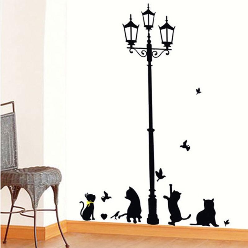 Quality Home Decor Wallpaper Pvc Wall Stickers With Cartoon Animal Butterfly And Cat Design**