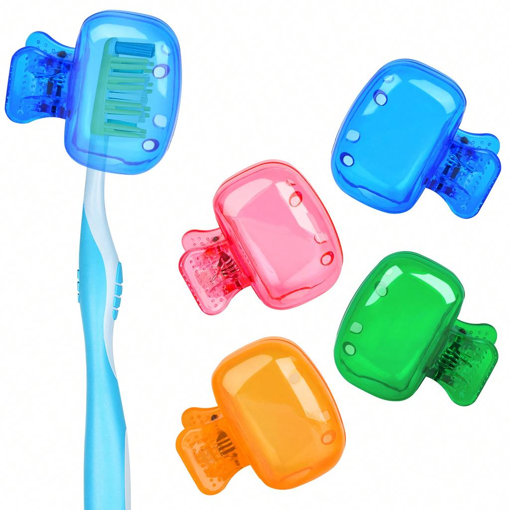 Travel Toothbrush Head Covers Toothbrush Protector Cap Brush Pod Case Protective Portable Plastic Clip for Household Travel, Camping