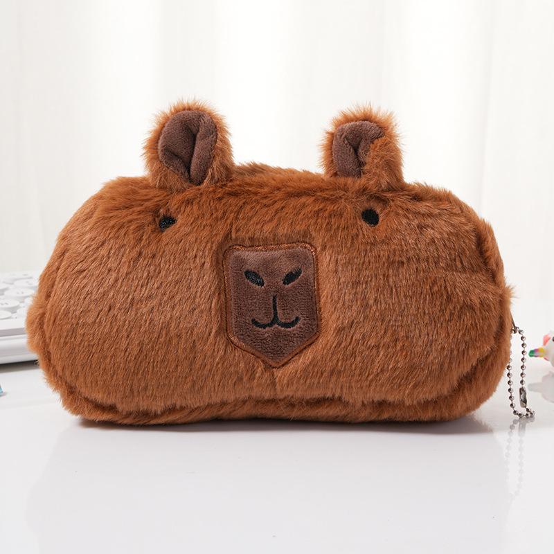 Capybara Plush Pencil Case - Large Capacity Cute Cartoon Stationery Bag for Students