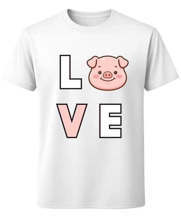Love Pig T-Shirt Cute Pig Face Graphic Animal Lover Piglet Gift Unisex Tee M