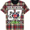 Kids T-Shirt 67 Six Seven Grid Football Print Boy and Girl Tees Top Summer Short Sleeve O Neck Casual Outdoor Kids Clothing