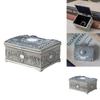Luxurious Silver Zinc Alloy Jewelry Organizer Box For Rings Earrings And Necklaces