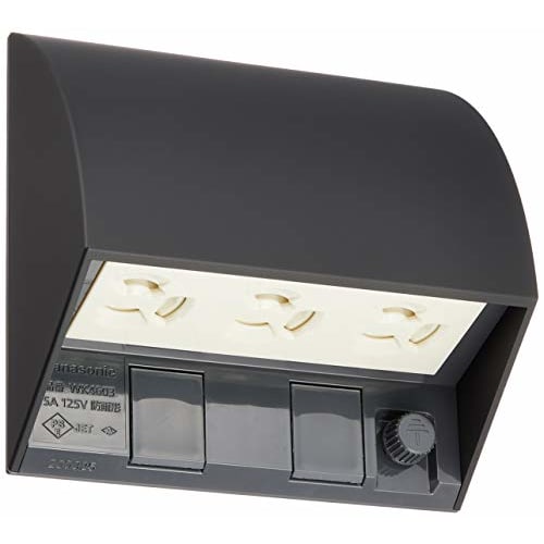 Panasonic WK4603B Smart Grounding Waterproof Triple Outlet, Preventive Type, Earth Terminal Type, For Both Exposed and Recessed Use, Black