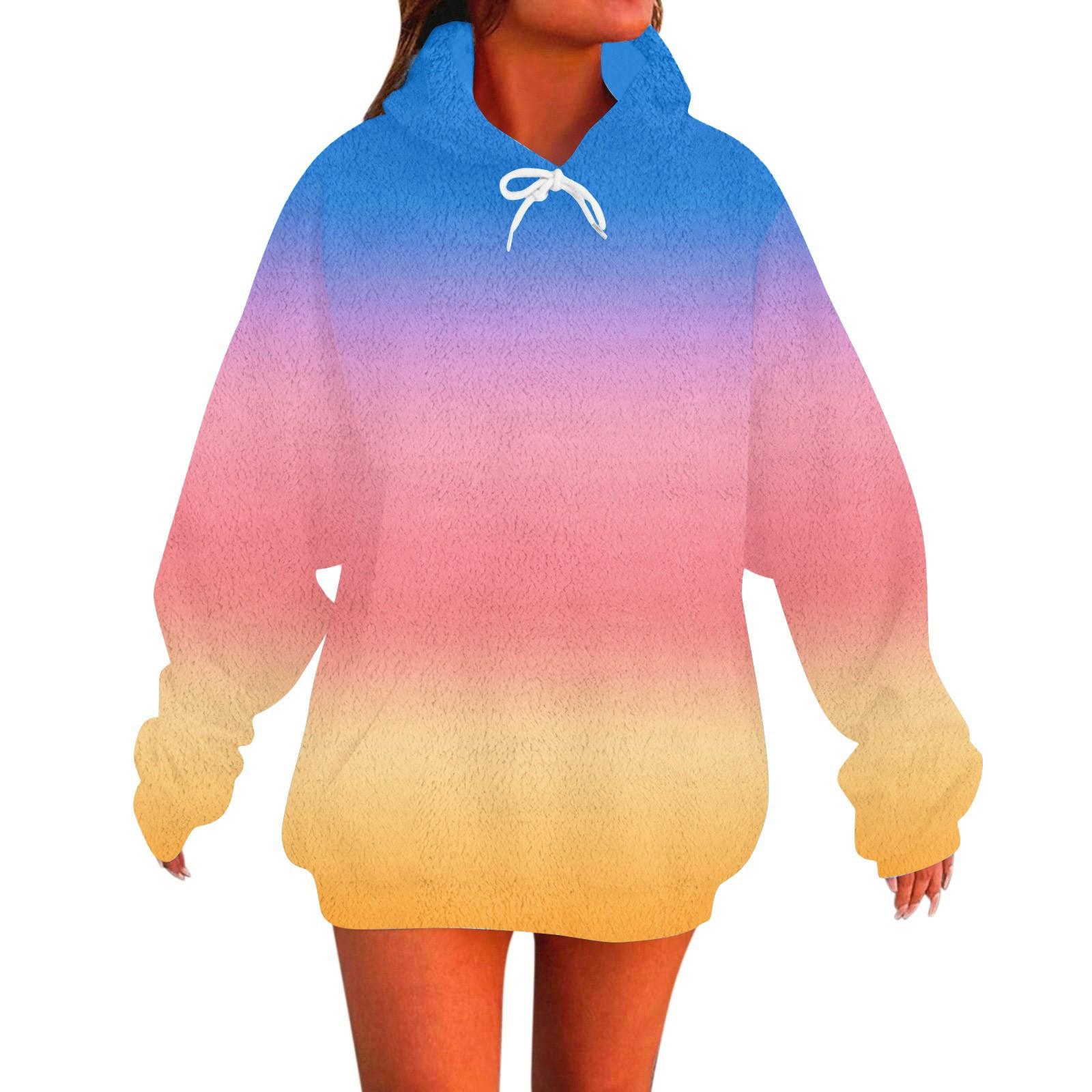 

Женская мода повседневная толстовка с капюшоном с длинным рукавом и круглым вырезом с принтом и карманами S белый