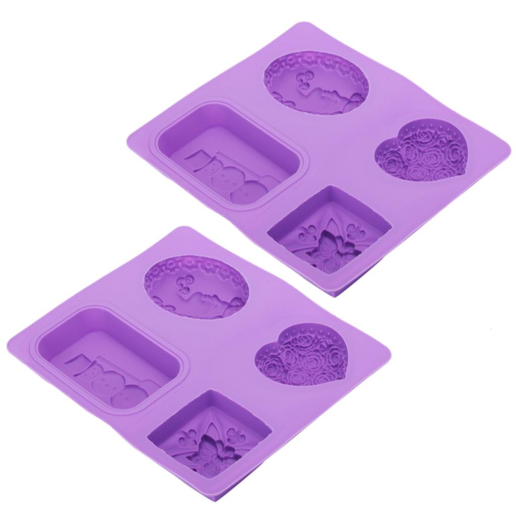 2Pcs Silicone Soap Mold 4Grids DIY HandMade Cupcake Baking Mould HeatResistant