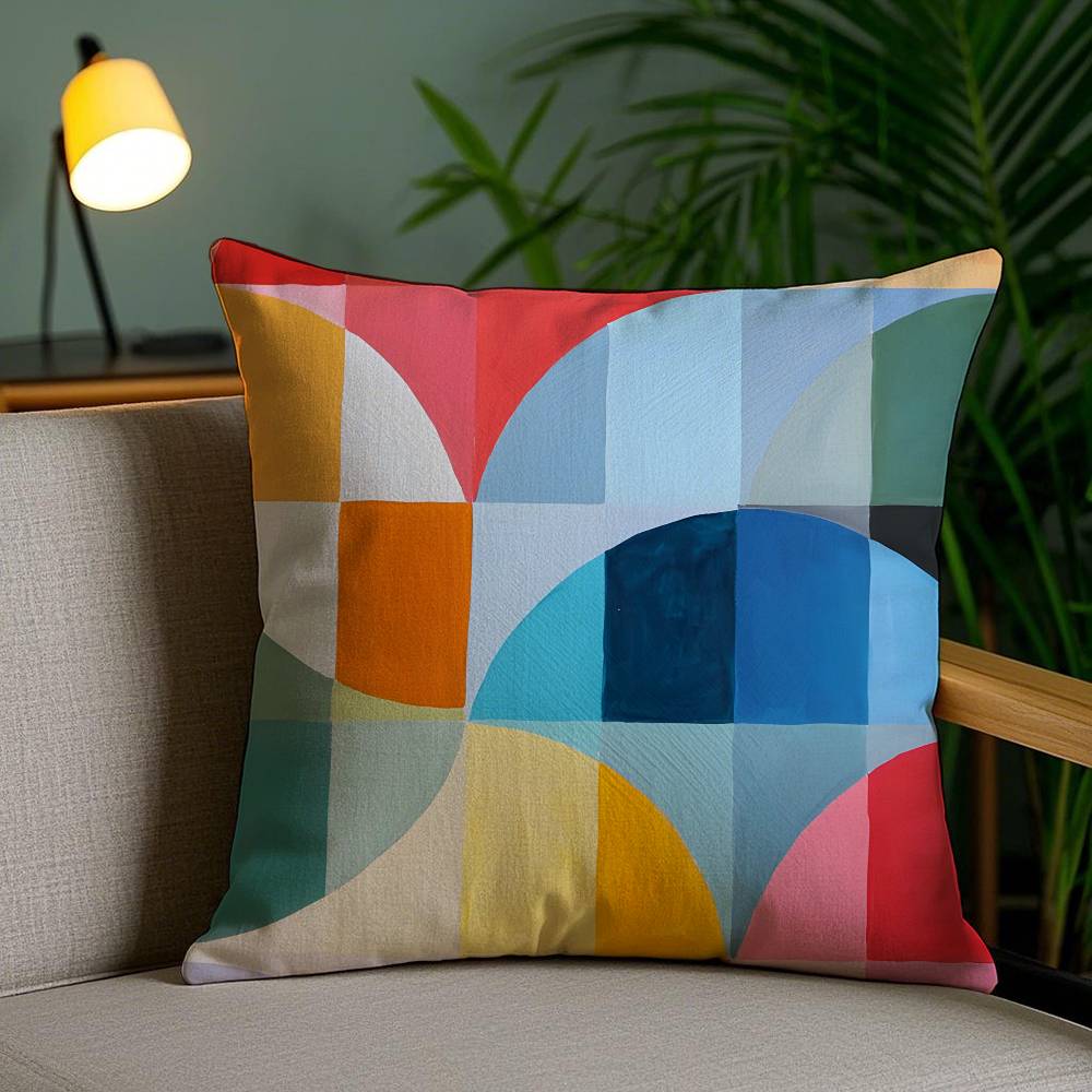 

Abstract Geometric Pattern Pillow Case Anti-dustmite Pillowcase Invisible zipper silky short plush Sofa cushion cover 12x12Inch