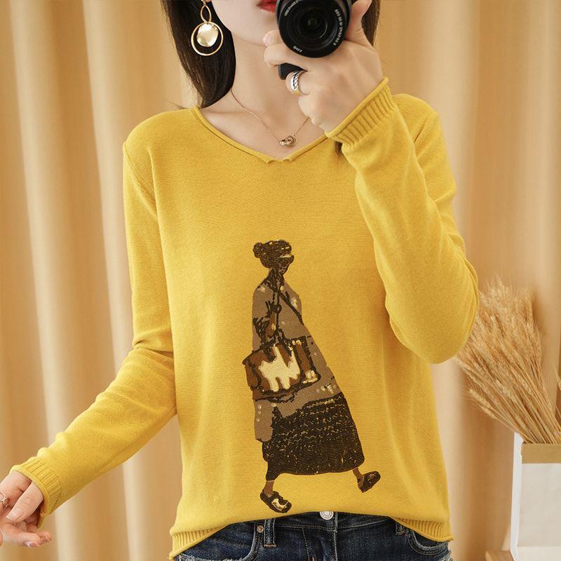 

2025 Spring Elegant Slim Knitwear: Age-Defying Long-Sleeve Top XL жёлтый