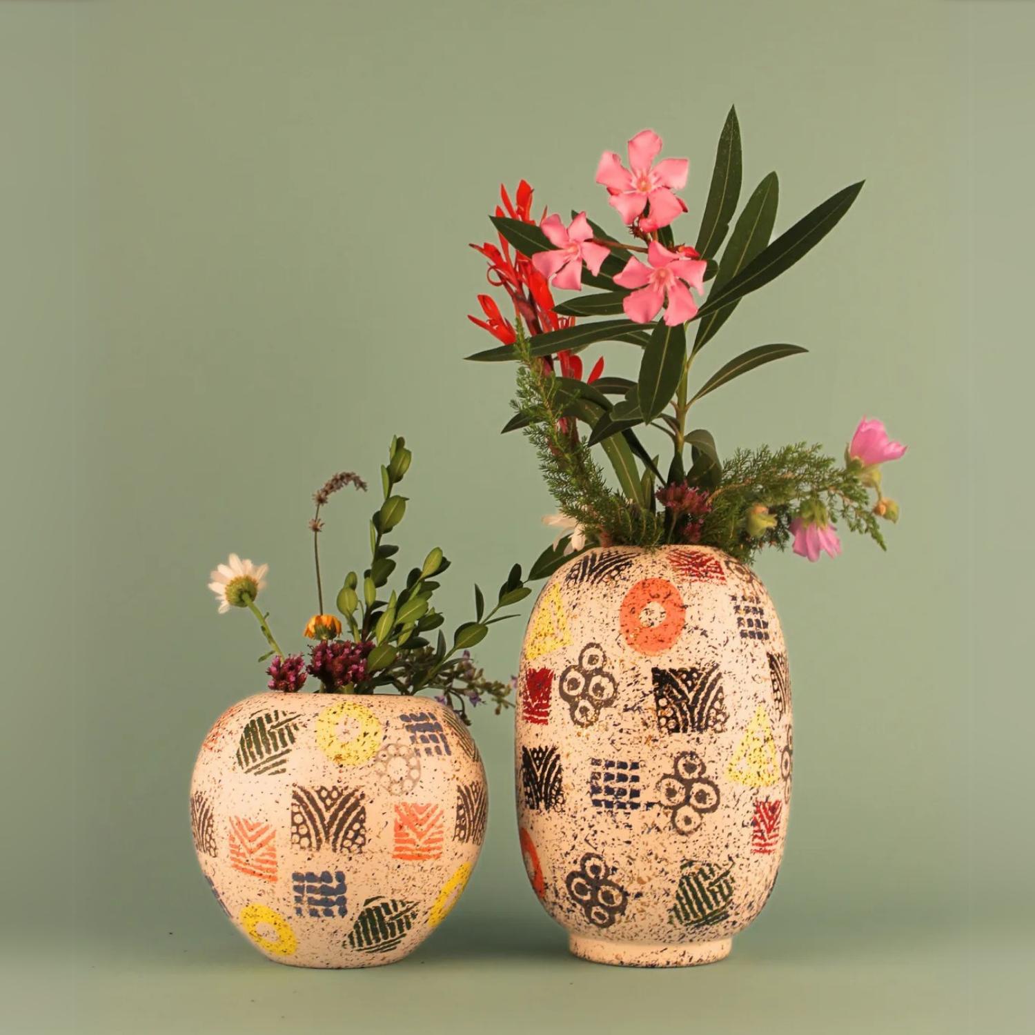

Marelle Desenli 2 li Set Vazo Renkli 25 cm бежевий