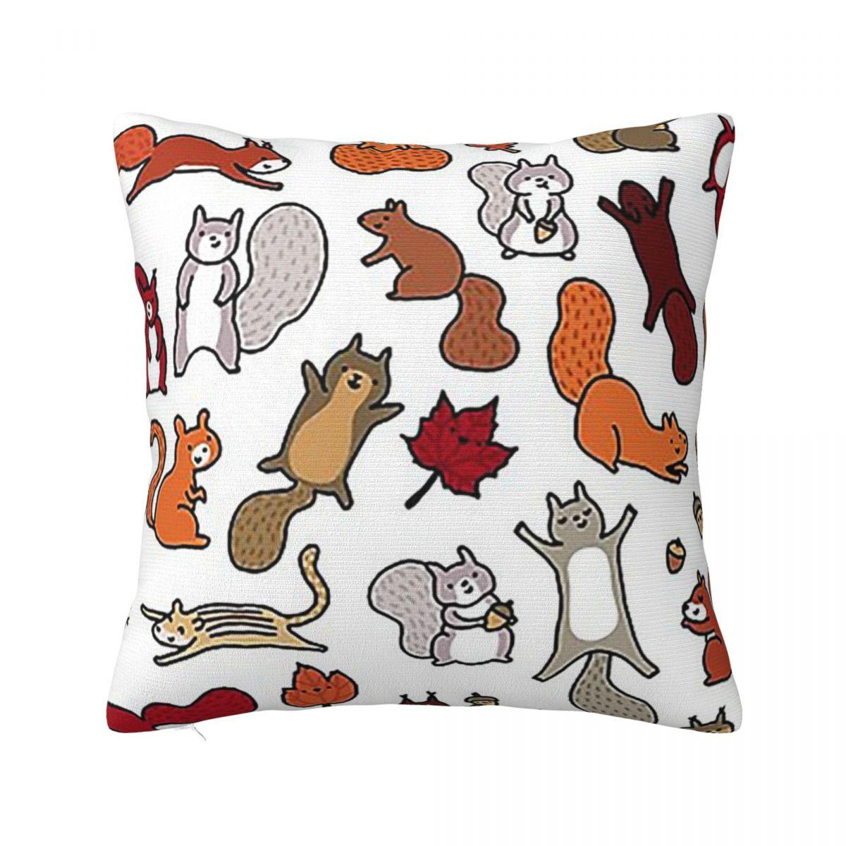 Squirrels In Fall Doodle Square Pillowcase Pillow Cover Polyester Cushion Decor Comfort Throw Pillow for Home Sofa 30x30 cm 12x12 in