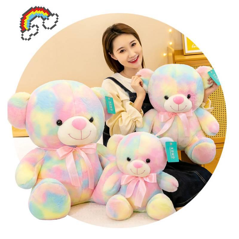Rainbow Bear Plush Toy With Soft Cotton Material For Kids And Birthday Gift