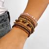 Bohemian bracelet stacking set, retro ethnic wind wood beads, crystal soft pottery beaded bracelet bracelet.