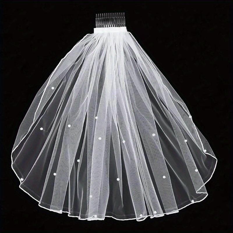 1pc Crystal Bridal Veils Short 1 Tier Soft Mesh With Comb Wedding Party Bride Hair Accessories for Women and Girls